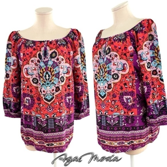 Grand and Greene Bohemian Flowy Colorful Top - Picture 1 of 15